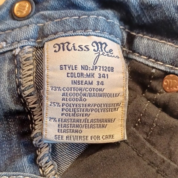 Miss Me Jeans, Size 29, Mid-Rise, Boot Cut, 30W x 28L, Bedazzled, Distressed - Picture 13 of 13